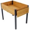 Versatile Raised Garden Bed With Metal Legs And Folding Storage Shelf For Outdoor Use - Black / Brown - Image 7