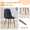 Luxury Simple Chair (Set of 4) Linen Cotton High Resilience Dining Chair With Metal Color Leg - Black / Walnut - Image 8