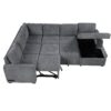 U-Shaped Sofa Sectional Sofa Pull-Out Sofa Bed With A Storage Chaise Lounge, Charging Devices For Living Room - Gray - Image 14