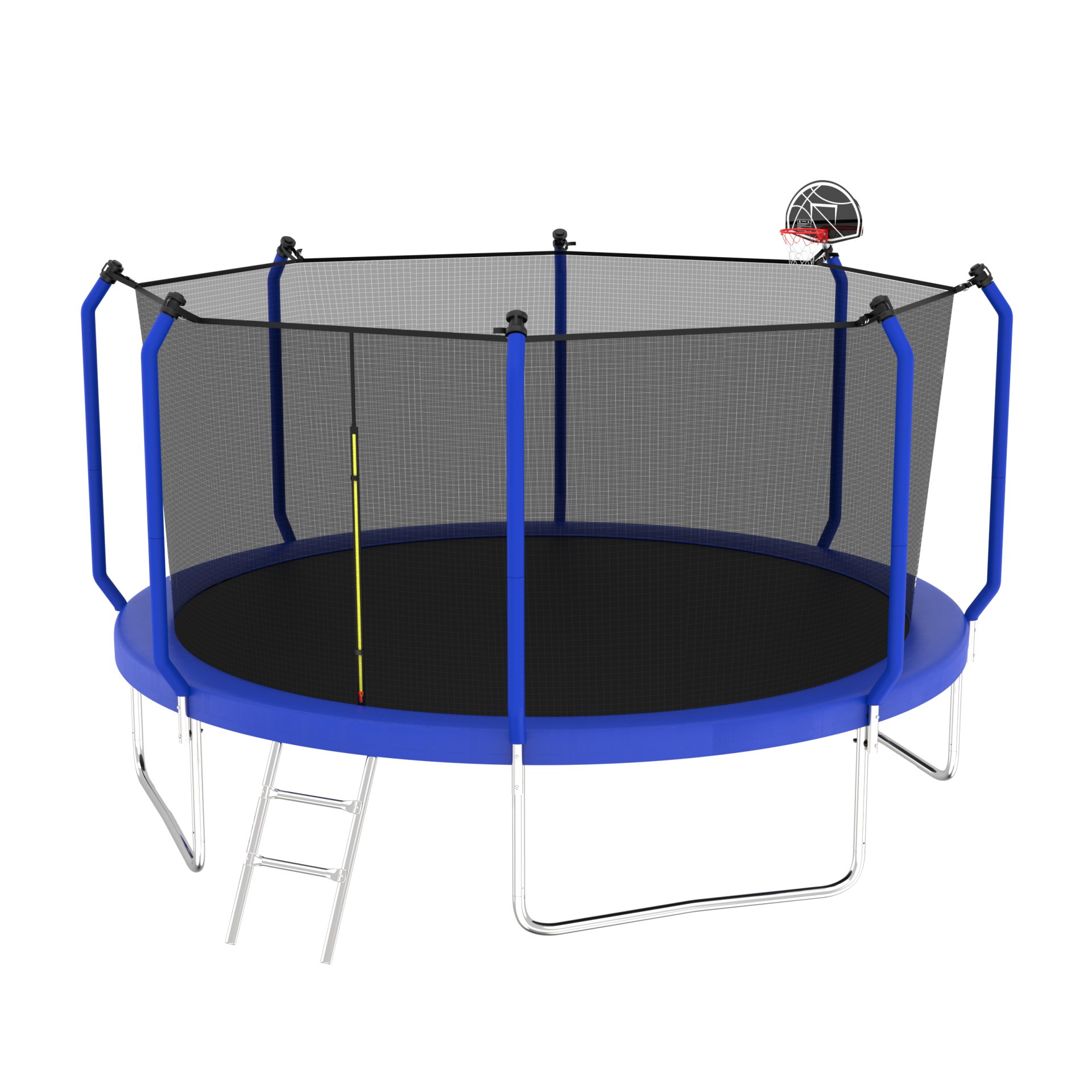 Trampoline With Basketball Hoop, Astm Approved Reinforced Type Outdoor Trampoline With Enclosure Net - Blue - Image 2