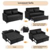 Contemporary Loveseat Sofa Bed Sleeper With Reversible Backrest Side Pockets USB Ports Phone Holder Chenille - Black - Image 5