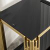 Modern Glass Top Mirror Stainless Steel Console Table For Living Room, Tempered Glass - Black / Gold - Image 7