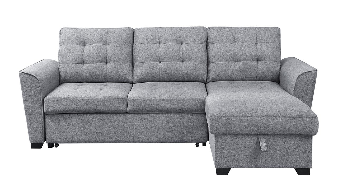 Avery - Sleeper Sectional Sofa With Reversible Storage Chaise - Light Gray - Image 5