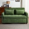 Convertible Loveseat Sofa Bed With Adjustable Backrest USB Ports Phone Holder Side Pockets Chenille - Green - Image 9