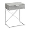 Accent Side Table, Storage Drawer, Contemporary Stylish - Gray - Image 7