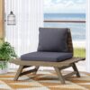 Outdoor Club Chair With Slatted Design And Water Resistance Cushion - Dark Gray - Image 9