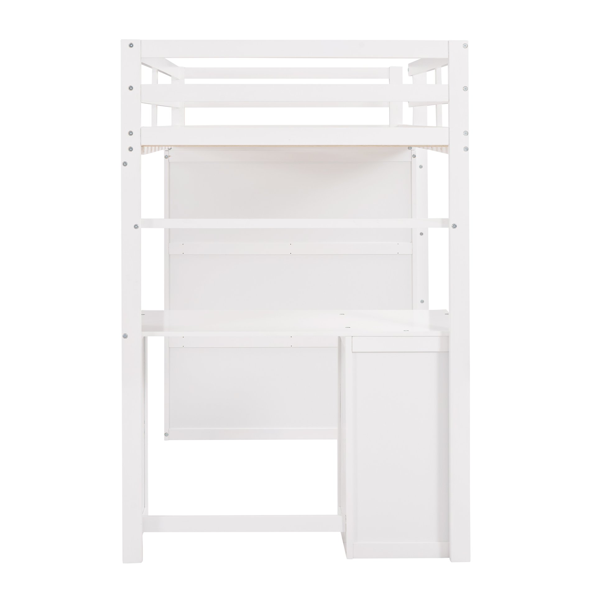 Twin Size Loft Bed With Drawers, Desk, And Wardrobe - White - Image 10