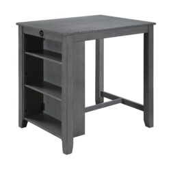 Graham - Small Space Counter Height Dining Table With USB Charging Ports And Shelves - Gray