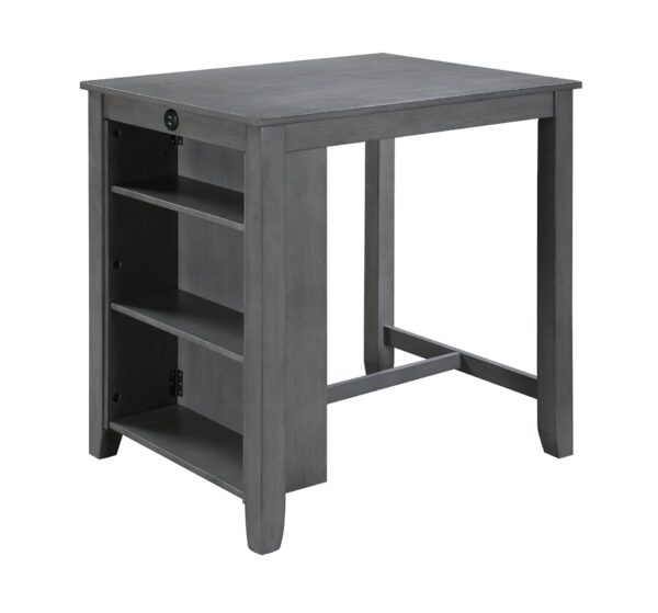 Graham - Small Space Counter Height Dining Table With USB Charging Ports And Shelves - Gray