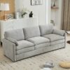 Cozy Upholstered 3 Seater Sofa Oversized Comfy Cloud Sofa Double Cushion 3 Seater Sofa Plush Cushion Sofa Couch For Living Room - Light Gray - Image 3