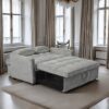 Modern Velvet Loveseat Futon Sofa Couch Pullout Bed, 55.33" Love Seat Lounge Sofa Bed, Armrest With Three USB Ports, Two Side Pockets, Two Cup Holders And 360 DegreeSwivel Phone Holder For Living Room - Gray - Image 5