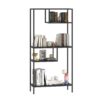 Modern Cube Storage Shelf With 4 Compartments & Metal Legs, Freestanding Organizer For Living Room, Bedroom, Home Office - Brushed Nickel - Image 11