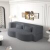 Modern Floor Sofa, With 2 Pillows, Convertible Teddy Fabric Foam Filled Bed, Full Size Folding Mattress, Suitable For Living Room Guest Room, Game Room - Gray - Image 7