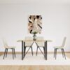 Modern Upholstered Dining Chairs (Set of 4) With Black Metal Legs And Linen Cushion Seat - Beige - Image 7