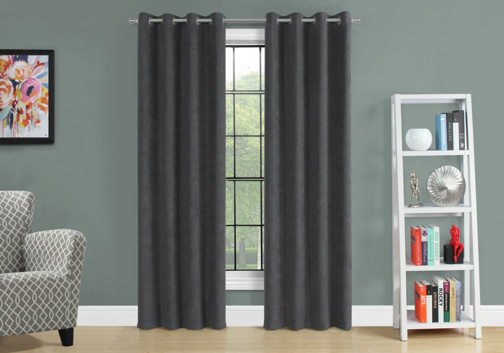 2 Pieces Set, Curtain Panel, Room Darkening, Grommet, Versatile Use - Dark Gray - Image 4