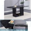 Modern Dining Table With Marbled Design For Luxurious Elegance - Black - Image 6