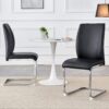 Luxurious And Minimalist Chair Covers, 2 High Elasticity Dining Chairs Metal Arched Legs - Black / Silver - Image 4
