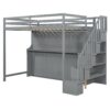 Full Over Full Size Murphy Bed With Hydraulic Lift & Desk Design - Gray - Image 9