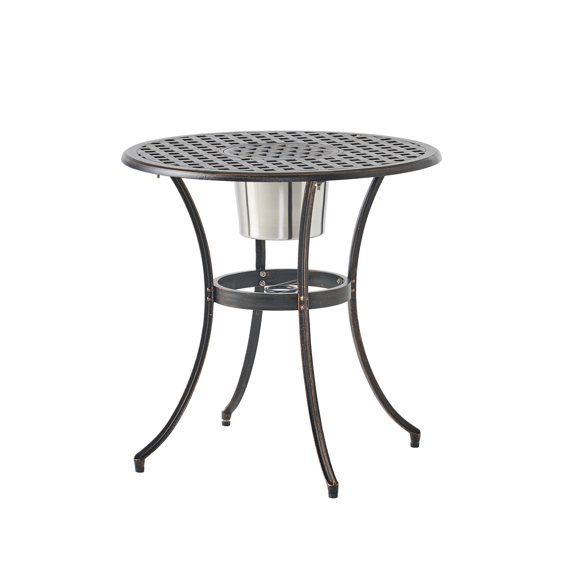 3 Piece Outdoor Aluminium Cast Bistro Set With Ice Bucket - Copper - Image 9