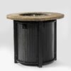 30" Propane Gas Fire Pit Table, 50000 Btu Round Steel Fire Pit With Imitation Wood Grain For Outside Patio Deck Garden Backyard - Black - Image 5