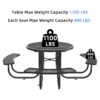 Round Outdoor Steel Picnic Table 46" With Umbrella Pole - Black - Image 7