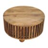 Slatted Round Coffee Table - Beige - Image 5