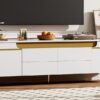 TV Stand For TVs Up To 80", TV Cabinet With 4 Drawers And 2 Spacious Cabinets, 5 Metal Legs For Living Room - White - Image 8