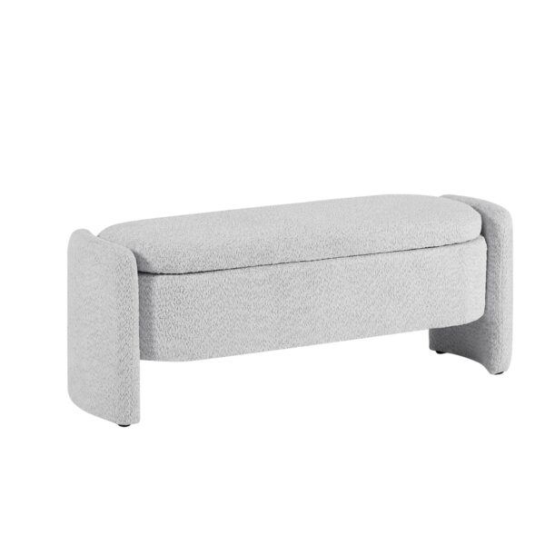 Ottoman Oval Storage Bench, 3D Lamb Fleece Bench With Large Storage Space For The Living Room, Entryway And Bedroom - Silver