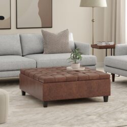 Harrison - Multifunctional Large Square Coffee Table Storage Ottoman - Brown