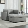 Wide Modern Oversized Armchair With Ottoman Stool, Single Sofa With Lumbar Support, Accent Chair, Reading Chair For Bedroom, Living Room - Light Gray - Image 2