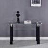 Console Table, Tempered Glass Top, Modern Foyer Area Table - Black - Image 3