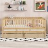 Full Size Daybed With Fence Guardrails And 2 Drawers, Split Into Independent Floor Bed & Daybed - Natural - Image 19