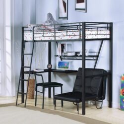 Senon - Twin Loft Bed With Desk - Black / Silver