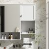 Modern Wall Mounted Bathroom Medicine Cabinet, Bathroom Wall Storage Cabinet With Mirror, Over The Toilet Space Saver Cabinet With Towels Bar - White - Image 24