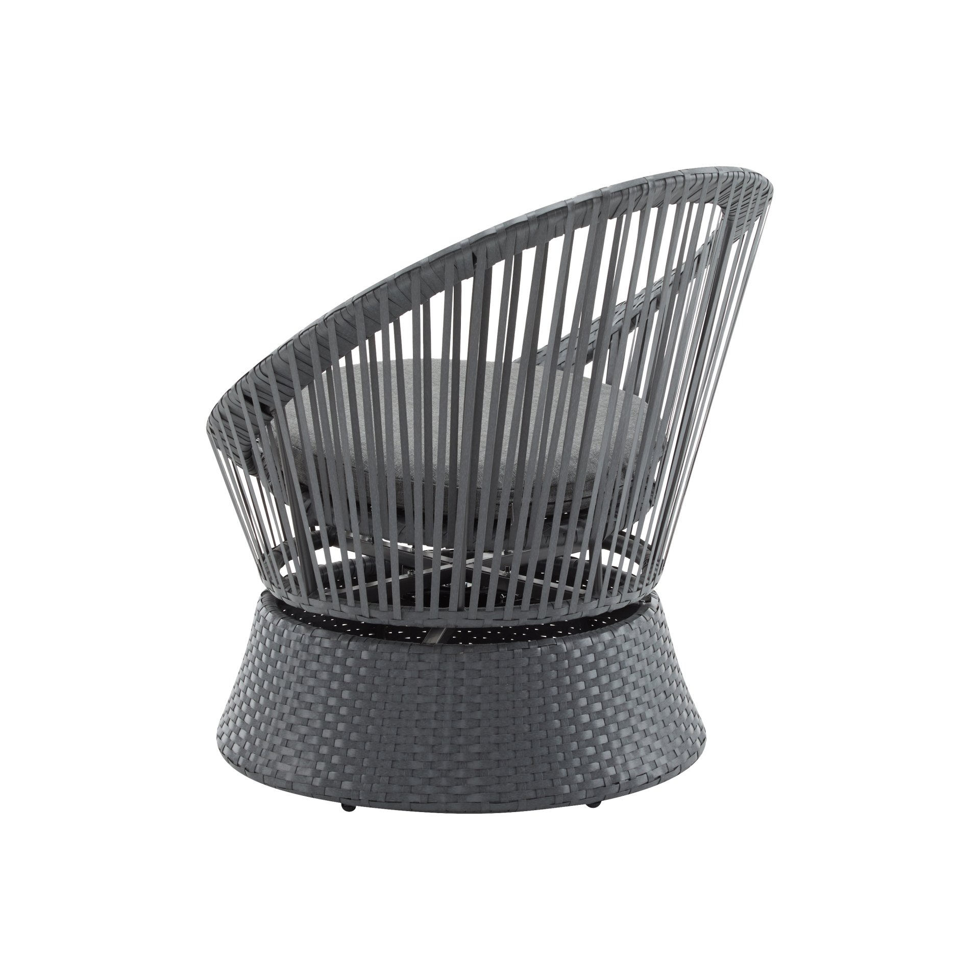 Modern Swivel Wicker Lounge Chair With Pe Rattan And Iron Frame, Round Design - Gray - Image 8