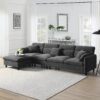 Modern Convertible Sectional Sofa L Shaped Reversible Couch Set With Free Pillows 5 Seat Cloud With Ottoman - Gray - Image 17