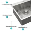 Kitchen Sink Drop In With Single Bowl Topmount Design - Brushed Nickel - Image 7
