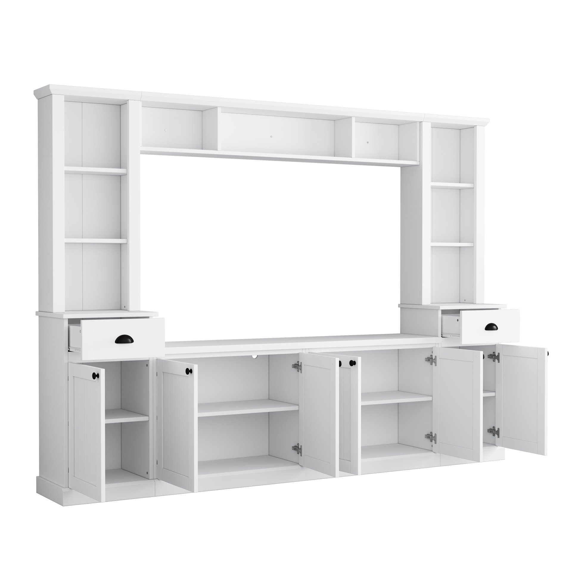 Minimalist - Entertainment Wall Unit Set With Bridge For TVs Up To 75", Ample Storage Space TV Stand With Adjustable Shelves - White - Image 12