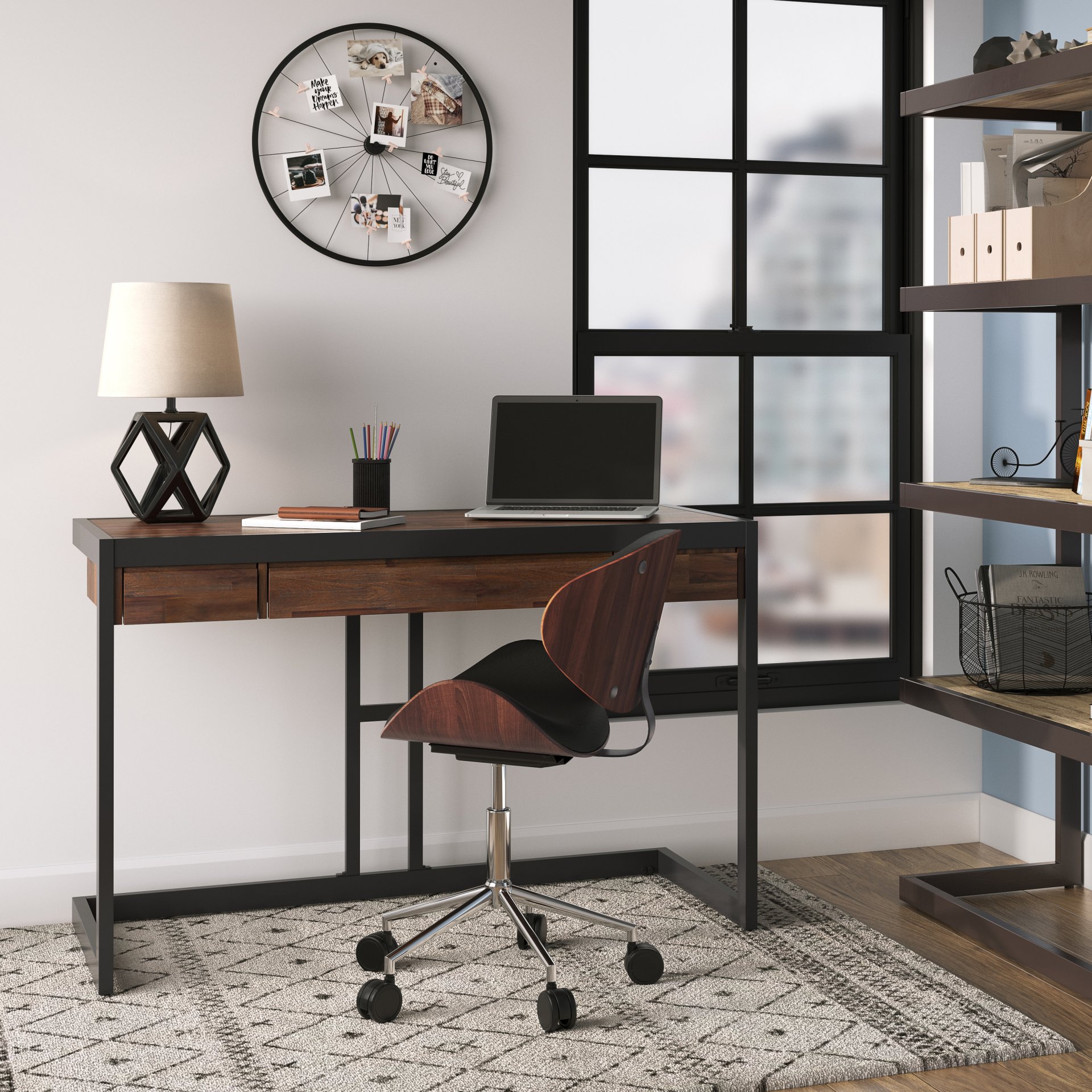 Erina - Small Desk - Distressed Charcoal Brown - Image 9
