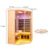 2 Persons Large Glass Front Deluxe Version Hemlock Far Infrared Corner Sauna Room - Natural - Image 3