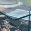 Modern 2 Tier Square Coffee Table Elegant Clear Glass And Marble Pattern - Black / Transparent - Image 7