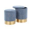 Marla - Contemporary Nesting Ottoman Set - Gold / Blue - Image 3