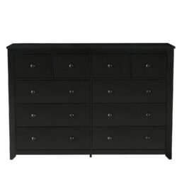 10 Drawer Dresser For Bedroom Ample Storage, Sturdy & Safe - Black