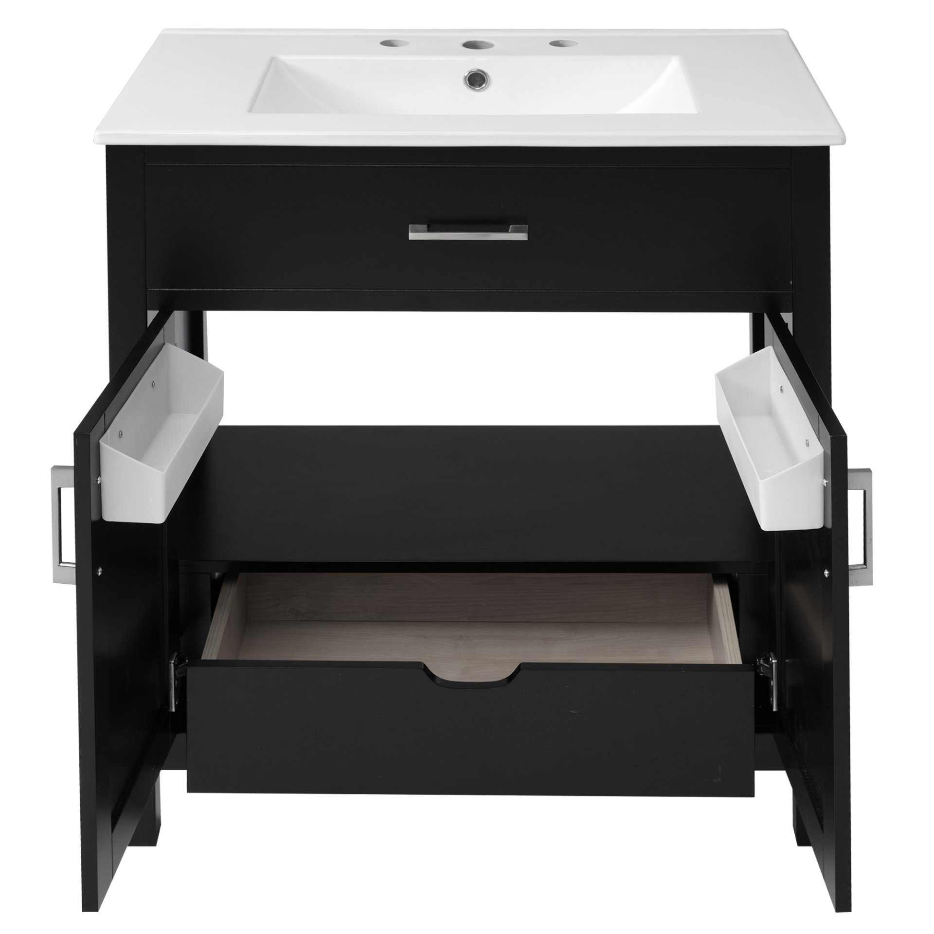 Bathroom Vanity With Sink And Ample Storage, Rectangular Undermount Sink - Black - Image 14