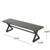 Modern Outdoor Aluminum Dining Bench With Steel Frame - Gray / Black - Image 3