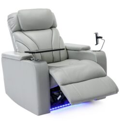Power Motion Recliner Electric Power Recliner With USB Charging Port, Hidden Arm Storage, Convenient Cup Holder / Bluetooth Speaker - Light Gray
