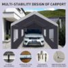 Carport, 10x20 Heavy Duty Portable Carport Garage Tent For Outdoor Storage Shelter - Gray - Image 4