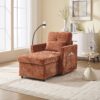 Multifunctional Chenille Recliner Sofa With Storage And Phone Bracket For Living Room Or Bedroom - Orange - Image 2
