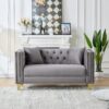3 And 2 Seater Deep Seat Sofa With Button Nailhead, Square Arm Couches, Furniture For Living Room - Gray - Image 9