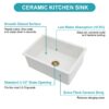 27" Undermount Single Bowl Kitchen Sink Rectangular Deep Bas With Dual Mount Installation - White - Image 10
